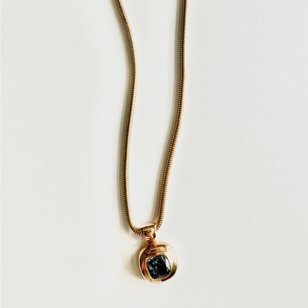 Gold and Blue Pendant Necklace